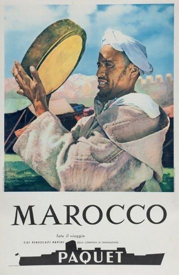 Affiche Cie Paquet. Marocco. Texte en italien....