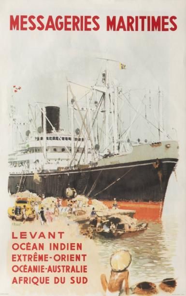 Affiche Messageries Maritimes. Brenet. Levant,...