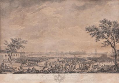 Joseph VERNET Port de Toulon, vue de l'arsenal. Gravure. Epoque XIXème siècle. 55...