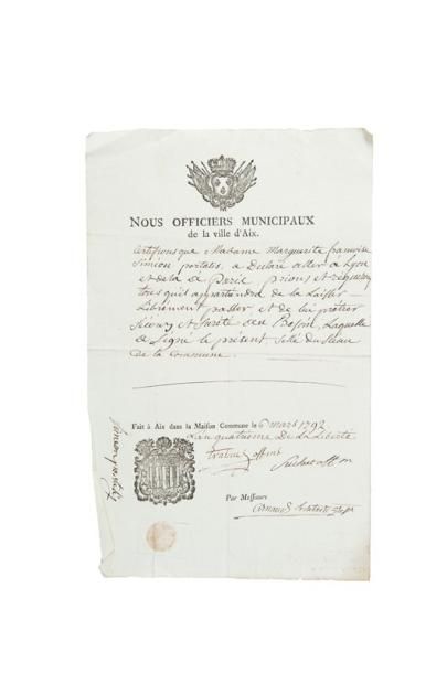 [PORTALIS] 
DOCUMENTS SUR AIX. 1792-1795



Réunion de 11 documents de la période...