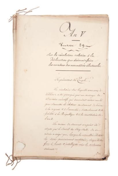 PORTALIS Jean-Etienne-Marie (1746-1807) 
Rapport sur la résolution du 30 messidor,
concernant...
