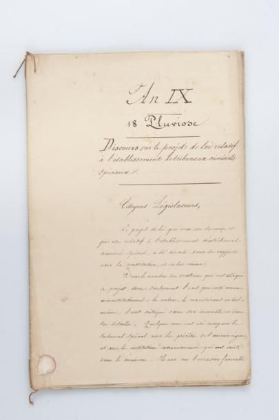 PORTALIS Jean-Etienne-Marie (1746-1807) 
Divorce, discours préliminaire du Code
Civil....