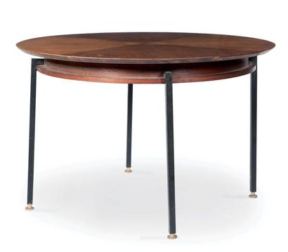 ALAIN RICHARD (1926) Table. Bois, métal, laiton. 75 x 115 cm. Meubles TV, circa ...