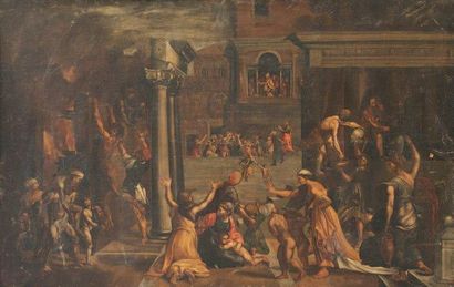 Ecole française du XVIIème siècle d'après RAPHAEL (1483-1520) L'incendie de Borgo....
