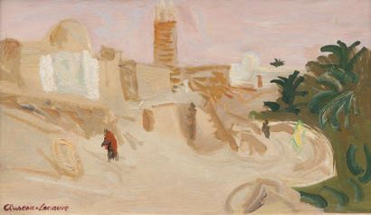 Jean CLUSEAU-LANAUVE (1914-1997) Lisière d'oasis. 1947. Huile sur toile. Signée en...