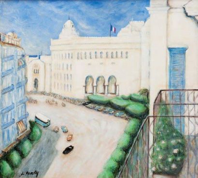 Charles BROUTY (1897-1984) La grande poste d'Alger. Huile sur toile. Signée en bas...