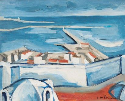 Georges LE POITEVIN (1912-1992) Port d'Alger. Huile sur toile. Signée en bas à droite....