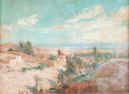 Edouard VERSCHAFFELT (1874-1955) Paysage orientaliste. Huile sur toile. Signée en...