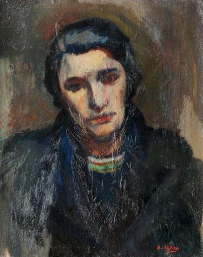 Antoine SERRA (1908-1995) Portrait de femme. Huile sur toile. Signée et datée 1930...