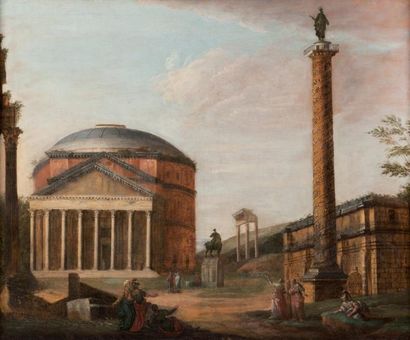 Ecole italienne de la fin du XVIIIème siècle, suiveur de Giovanni Paolo PANNINI Vue...