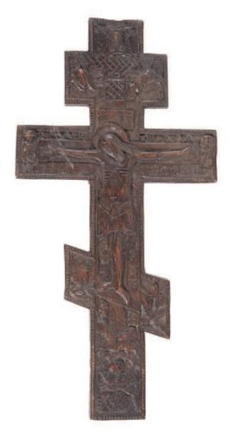null Crucifix. Inscriptions grecques. Bois. H.: 39 cm