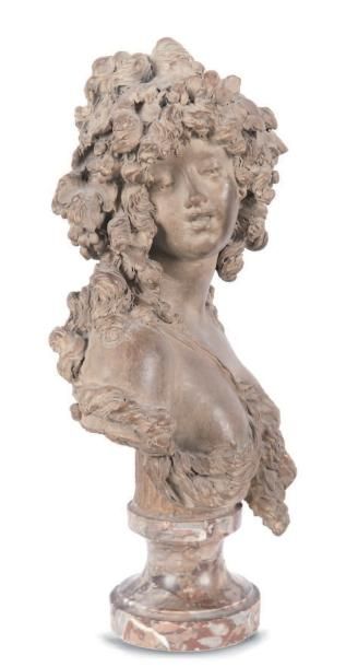Joseph Charles MARIN (1749-1834) Bacchante. Terre cuite sur piédouche en marbre....