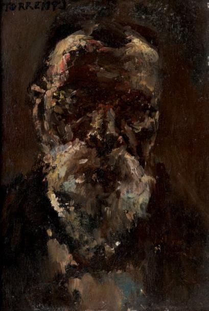 Stanislas TORRENTS y de AMAT (1839-1916) Autoportrait. Huile sur panneau. Signée...