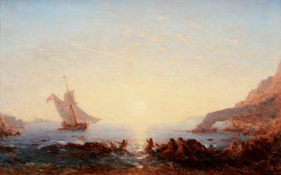 Félix ZIEM (1821-1911) Les sirènes. Huile sur toile. Signée en bas à droite. 55 x...