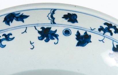 null Grand plat en porcelaine bleu-blanc Japon, XVIIIème siècle. De forme circulaire,...