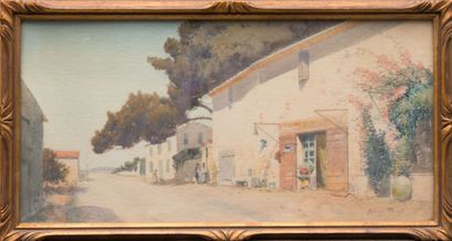Alphonse REY (1865-1938) Martigues le soir. Paire d'aquarelles. Signées en bas à...