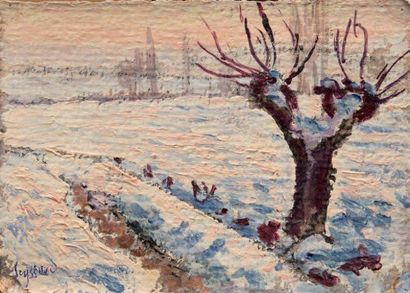 RENE SEYSSAUD (1867-1952) Suite de 7 paysages. Huiles sur papier. Signées. 12 x 18...