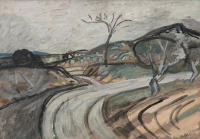 Auguste CHABAUD (1882-1955) Chemin de la Juverte, 1930. Huile sur carton. Signée...