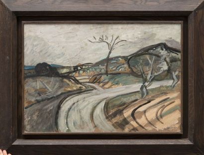 Auguste CHABAUD (1882-1955) Chemin de la Juverte, 1930. Huile sur carton. Signée...