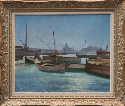 André VERDILHAN (1881-1963) Le Vieux-port. Huile sur toile. Signée en bas à droite....