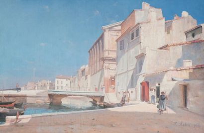 Paul AUBIN (act.c.1890-c.1914) Les Martigues. 1891. Huile sur toile. Signée et datée...