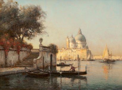 Antoine BOUVARD (1870-1955/56) La Salute à Venise. Huile sur toile. Signée en bas...