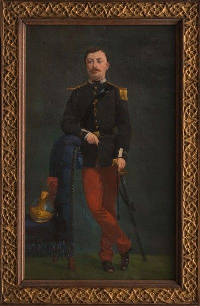 Numa COSTE (1843-1907) Portrait d'un élève officier. Huile sur toile. Signée en haut...