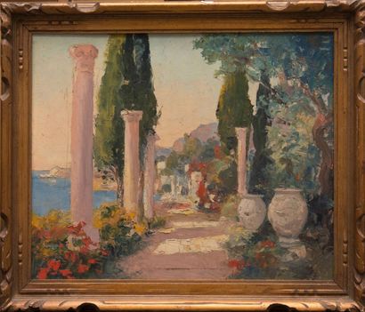 William Adolphe LAMBRECHT (1876-1940) Vue des jardins de la villa Fontana Rosa. Suite...