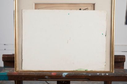 RENE SEYSSAUD (1867-1952) Troupeau au paturage. Technique mixte sur papier. Signée...