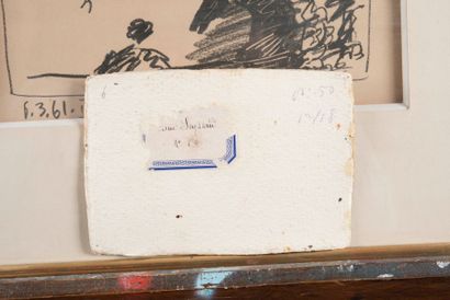 RENE SEYSSAUD (1867-1952) Bord de côte et plage vers Agay. Huile sur papier. Signée...