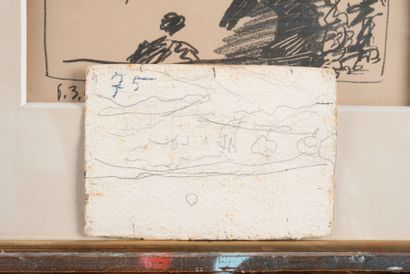 RENE SEYSSAUD (1867-1952) Gardien et son troupeau. Huile sur papier. Signée en bas...