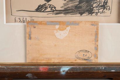 RENE SEYSSAUD (1867-1952) Paysage de camargue. Huile sur panneau. Cachet n°20 de...