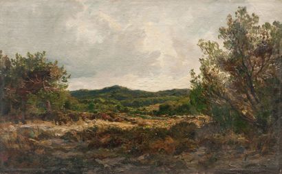 RAPHAËL LUC PONSON (1835-1904) Paysage sur l?île de Porquerolles. Huile sur toile....