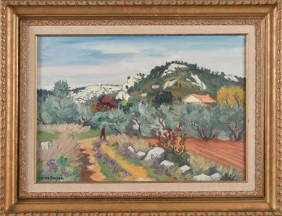 Yves BRAYER (1907-1990) Chemin au printemps. Huile sur toile. Signée en bas à gauche....