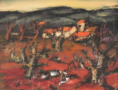 Franz PRIKING (1929-1979) Paysage. Huile sur toile. 46 x 61 cm