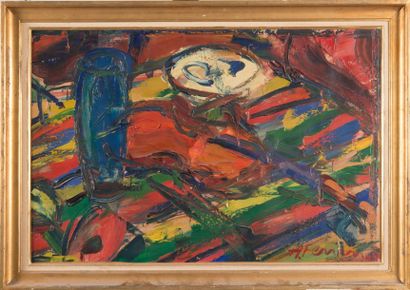 Antoine FERRARI (1910-1995) Le violon. Huile sur toile. Signée en bas à droite. 54...
