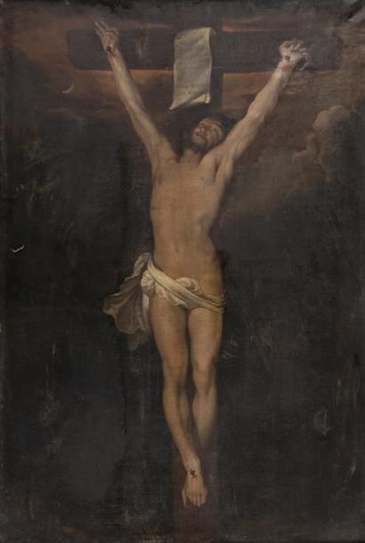 ECOLE FRANCAISE DU XIXème siècle Crucifixion Huile sur toile Vers 1880 105 x 70 ...