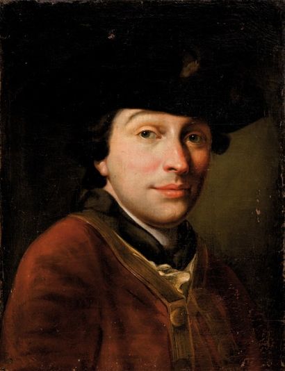 Attribué à Antoine RASPAL (1738-1811) Portrait d’homme au chapeau noir

Toile

48...