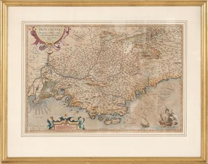 null Carte géographique de la Provence par Bompario Fin XVIème siècle. 35 x 51 c...