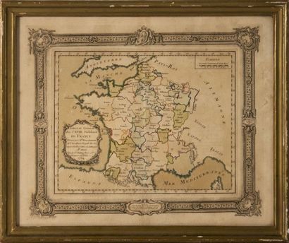 null Carte géographique de France par Rizzi Zannoni XVIIIème siècle. 26 x 32 cm