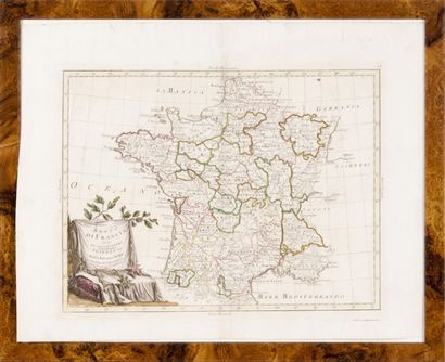 null Carte géographique de France par Antonio Zatta XVIIIème siècle. 29 x 38 cm