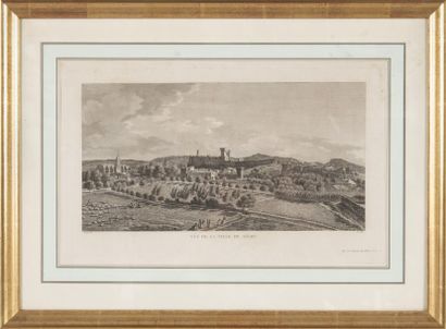 null Gravure vue de la ville de Salon XIXème siècle. 27 x 42 cm