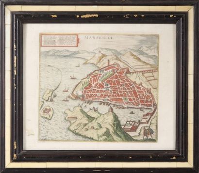 null Vue de Marseille par Tortorel Gravure. Epoque fin XVIème siècle