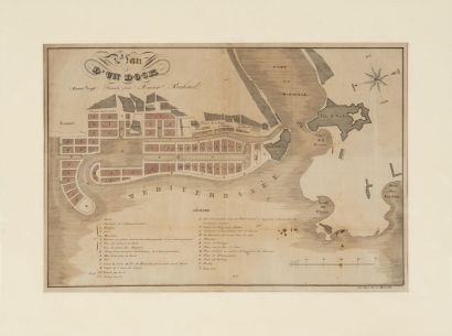 null Plan du 1er projet de constructiondes docks à Marseille en 1833 28 x 41 cm