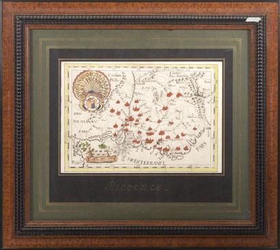 null Carte de la Provence par Hondius Gravure. Epoque XVIIème siècle. 22 x 31 cm