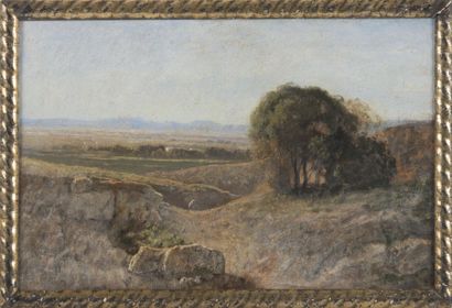 Emmanuel (1809-1882) ou François LAURET (1820-1868) Paysage d?Algérie. Huile sur...
