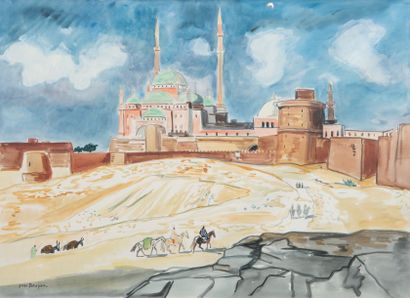 Yves BRAYER (1907-1990) La citadelle du Caire. Aquarelle. Signée en bas à gauche....