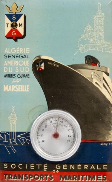 null Compagnie Générale de Transport Maritime - Navire Bretagne Thermomètre. Algérie...