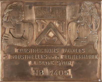 null Plaque en bronze des Constructions Navales et Industrielles de la Méditerranée...