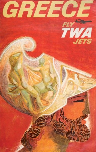 David Klein (d?après) TWA ? Grèce. Affiche. 100 x 63 cm